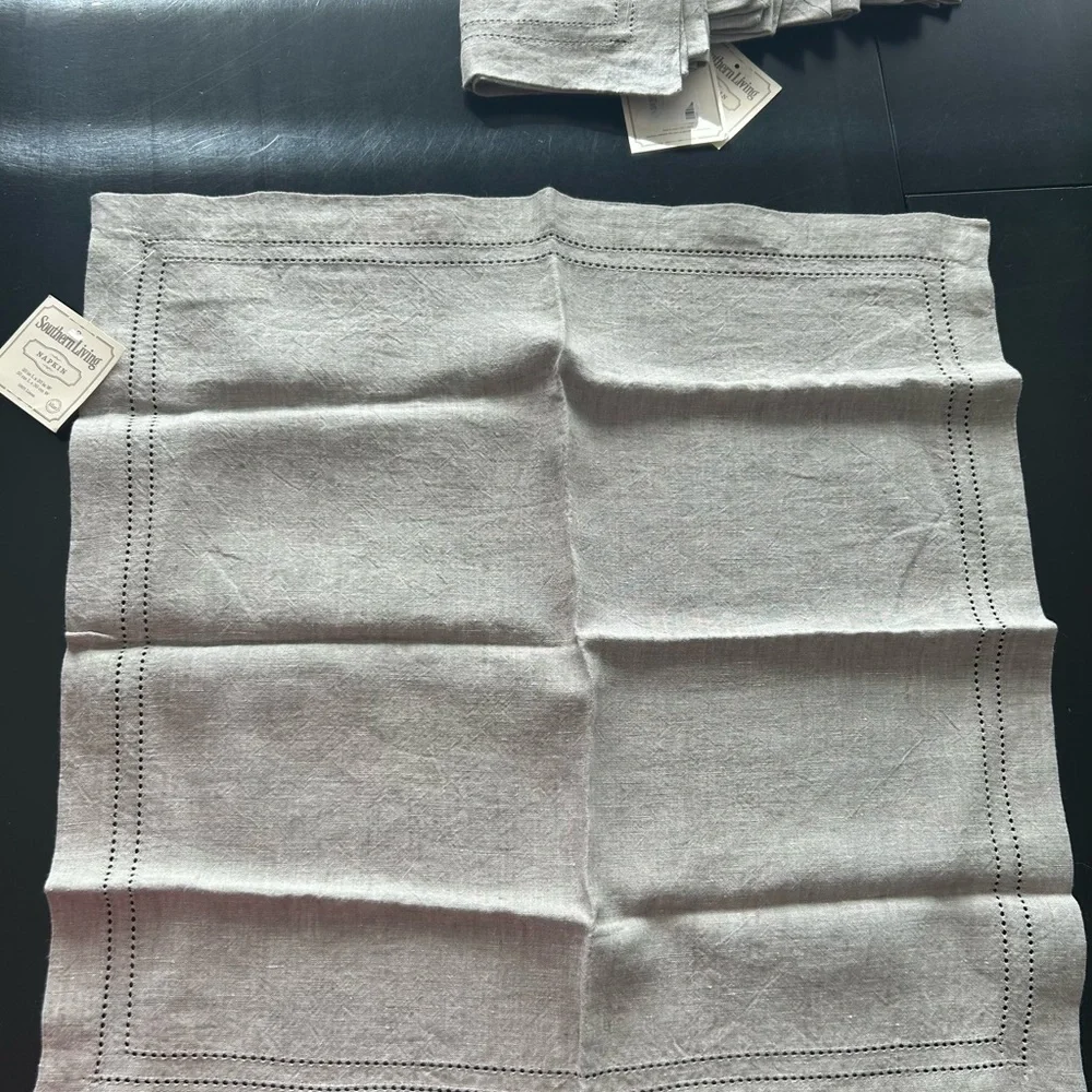 New Southern Living Linen Cloth Napkins 6 Heather Gray 20” x 20” NWT
